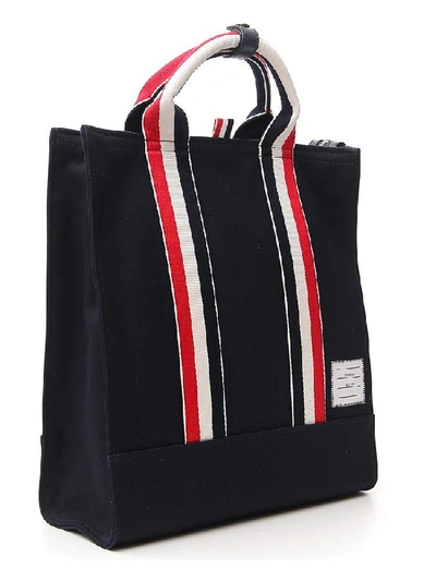 Shop Thom Browne Web Tote Bag In Navy