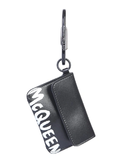 Shop Alexander Mcqueen Logo Printed Keychain Wallet In Black