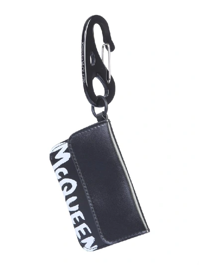 Shop Alexander Mcqueen Logo Printed Keychain Wallet In Black