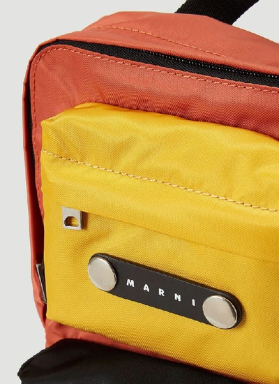 Shop Marni Logo Patch Colour Block Backpack In Multi