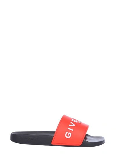 Shop Givenchy Logo Slides In Red