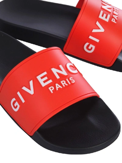 Shop Givenchy Logo Slides In Red