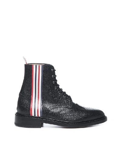 Shop Thom Browne 4 Bar Lace Up Boots In Black