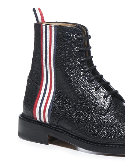 Shop Thom Browne 4 Bar Lace Up Boots In Black