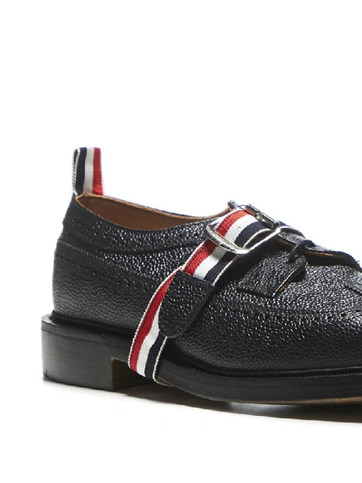 Shop Thom Browne Logo Strap Wingtip Brogues In Black