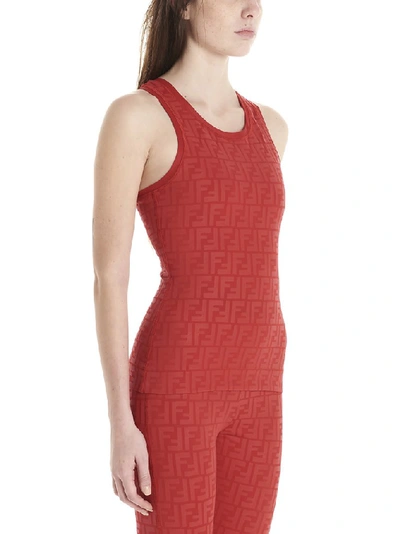 Shop Fendi Ff Embossed Tank Top In Red