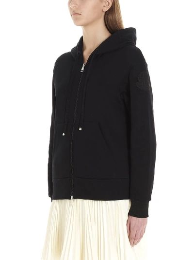 Shop Moncler Zipped Hoodie In Black