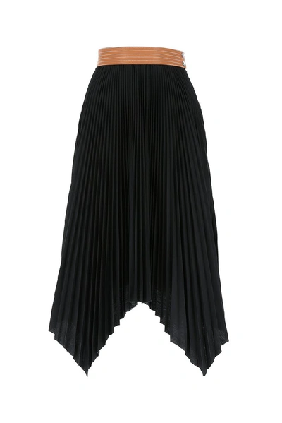 Shop Loewe Pleated Skirt In Black