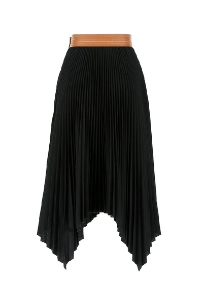 Shop Loewe Pleated Skirt In Black