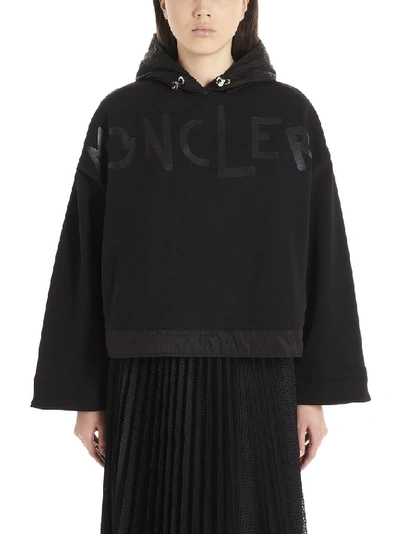 Shop Moncler Logo Print Hoodie In Black