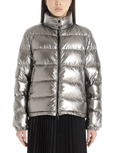 Shop Moncler Metallic Effect Down Jacket In Silver