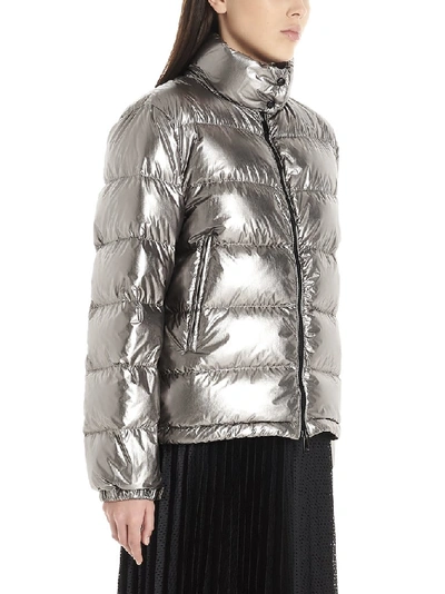 Shop Moncler Metallic Effect Down Jacket In Silver