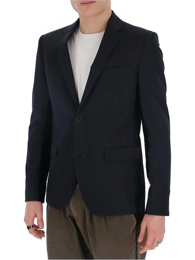 Shop Fendi Logo Tape Blazer In Navy