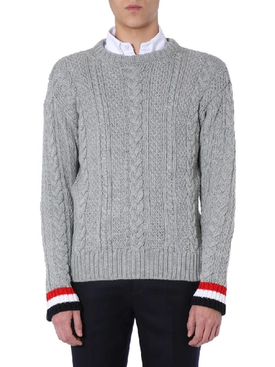 Shop Thom Browne Crew Neck Sweater In Grey