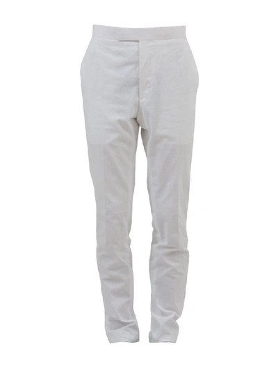 Shop Thom Browne Straight Leg Trousers In White