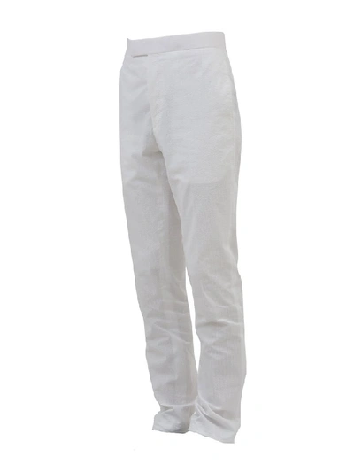 Shop Thom Browne Straight Leg Trousers In White