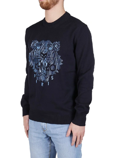 Shop Kenzo Tiger Logo Sweatshirt In Blue