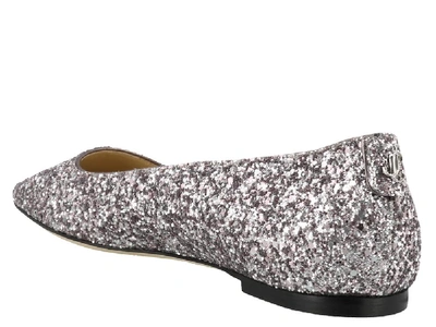 Shop Jimmy Choo Mirele Glittered Flat Shoes In Silver