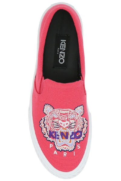 Shop Kenzo Tiger Embroidered Slip In Pink