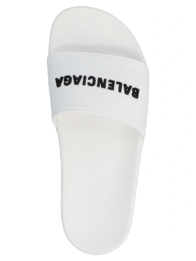 Shop Balenciaga Logo Slides In White