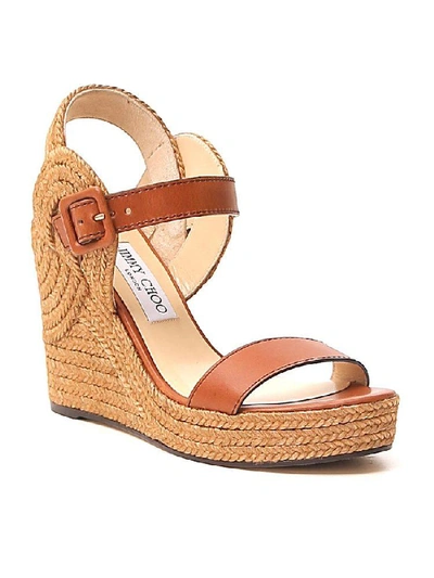 Shop Jimmy Choo Delphi Wedge Sandals In Brown