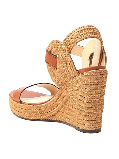Shop Jimmy Choo Delphi Wedge Sandals In Brown