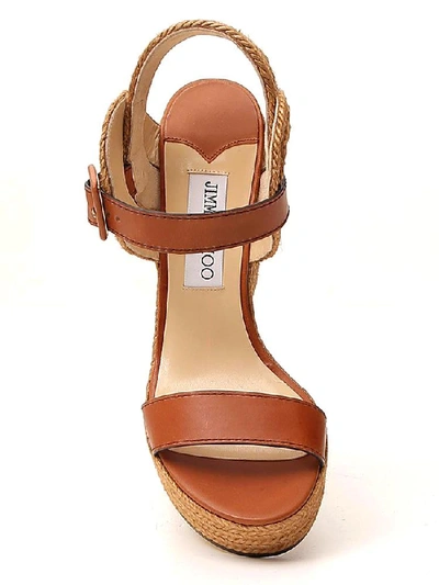 Shop Jimmy Choo Delphi Wedge Sandals In Brown