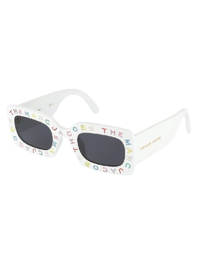 Shop Marc Jacobs Eyewear Logo Embellished Sunglasses In White