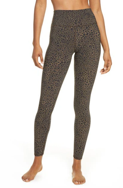Shop Alo Yoga Vapor Leopard Print High Waist Ankle Leggings In Olive Branch