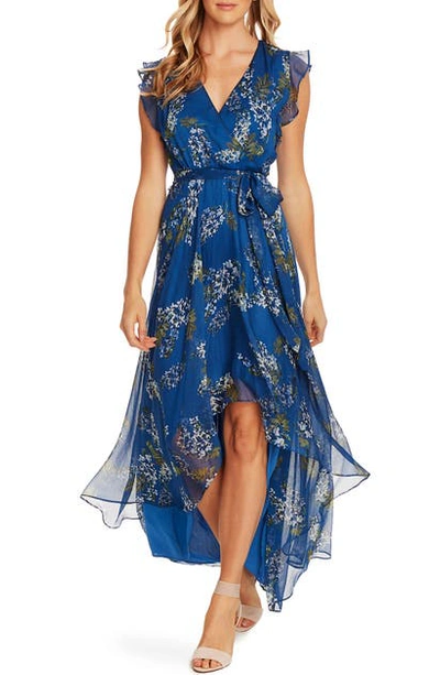 Shop Vince Camuto Weeping Willows Tie Waist High/low Dress In Dusk Blue