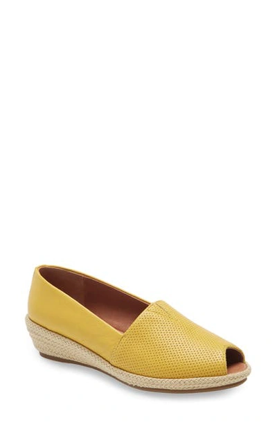 Shop Gentle Souls By Kenneth Cole Luca Open Toe Wedge Espadrille In Pale Yellow Leather