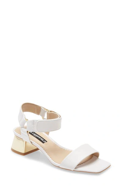 Shop Karl Lagerfeld Morico Square Toe Sandal In White Leather