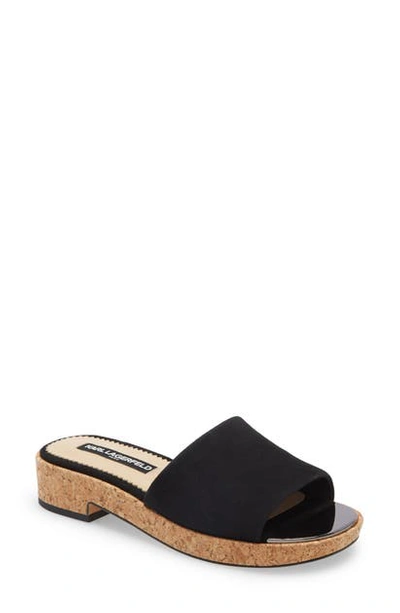 Shop Karl Lagerfeld Platform Slide Sandal In Black Fabric
