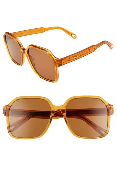 Shop Chloé Willow 56mm Gradient Rectangular Sunglasses In Brick