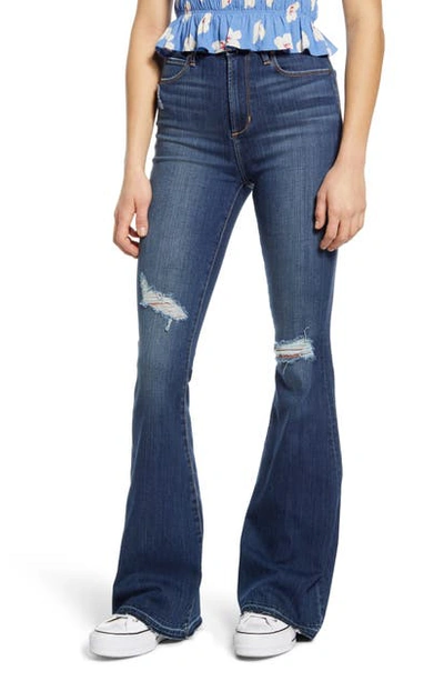 Shop Articles Of Society Bridgette Ripped High Waist Flare Jeans In Hanford Dark Wash