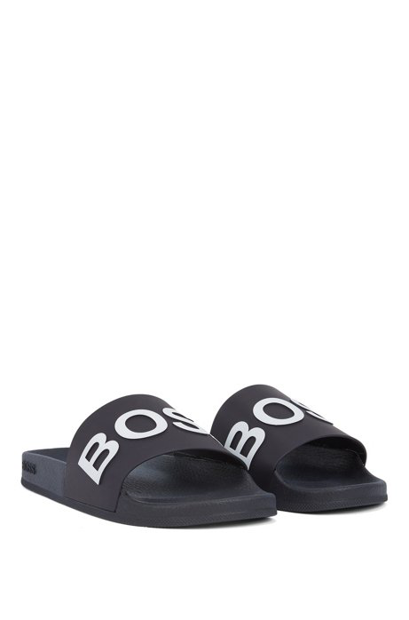 hugo boss sliders black and white