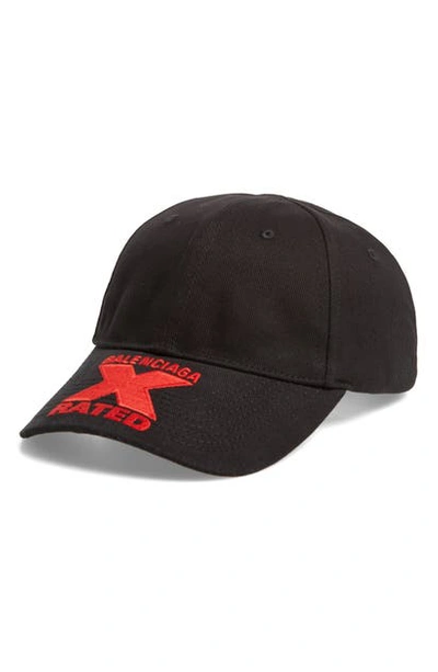 Shop Balenciaga X-rated Baseball Cap In Black/ Red