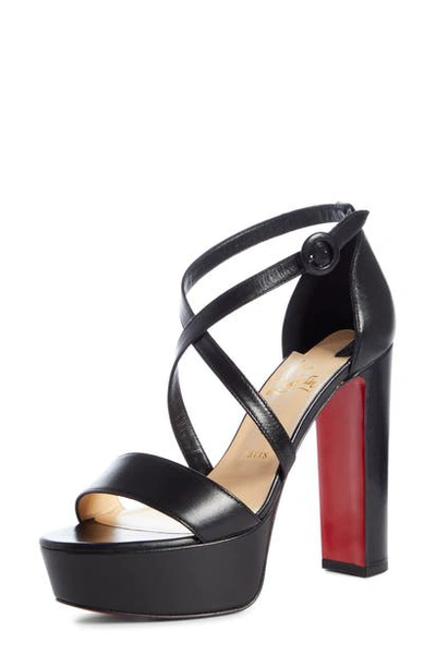 Shop Christian Louboutin Loubie Bee Alta Strappy Platform Sandal In Black