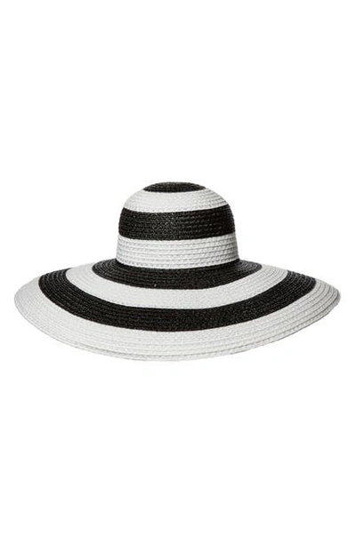 Shop Eric Javits Stripe Squishee Floppy Sun Hat In White/ Black