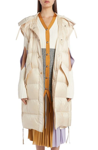 Shop Moncler Genius 2 Moncler 1952 Hooded Down Puffer Vest In Ivory