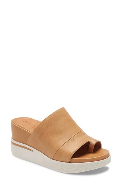 Shop Gentle Souls By Kenneth Cole Gisele Platform Wedge Slide Sandal In Tan Leather