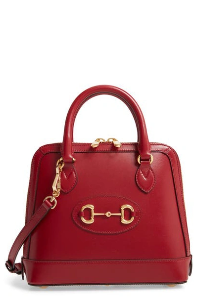 Shop Gucci Small 1955 Horsebit Leather Satchel In New Cherry Red