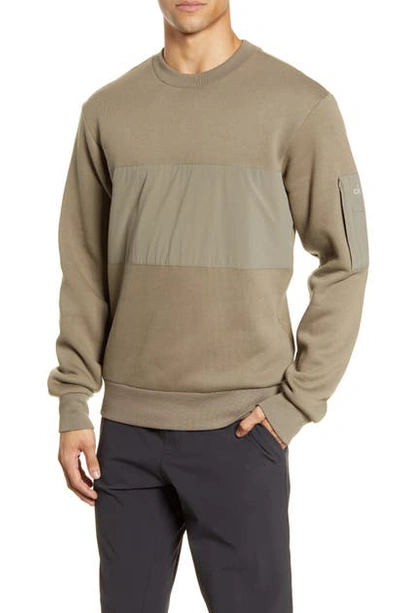 Shop Alo Yoga Traverse Mixed Media Pullover In Olive Branch