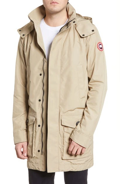 Shop Canada Goose Crew Trench Jacket With Removable Hood In Clay