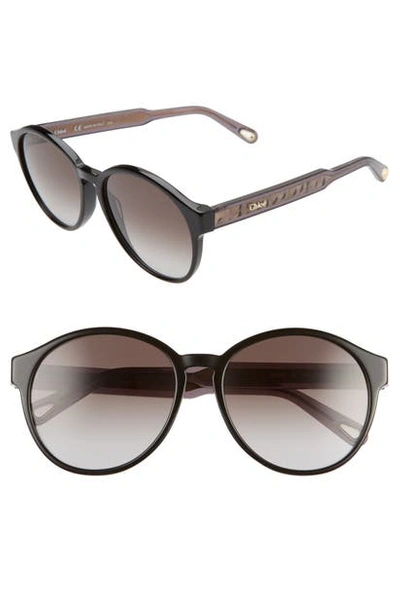 Shop Chloé Willow 57mm Round Sunglasses In Black