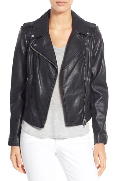 Shop Lamarque Donna Lambskin Leather Moto Jacket In Black
