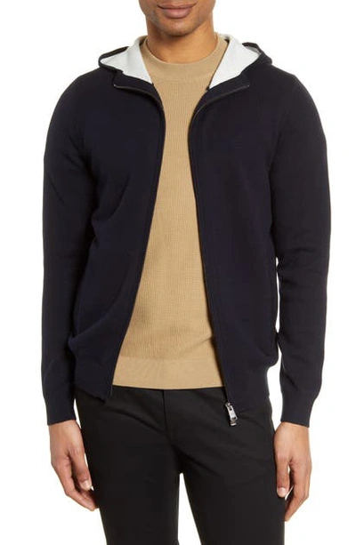 Shop Hugo Boss Oduardo Zip Cardigan In Dark Blue