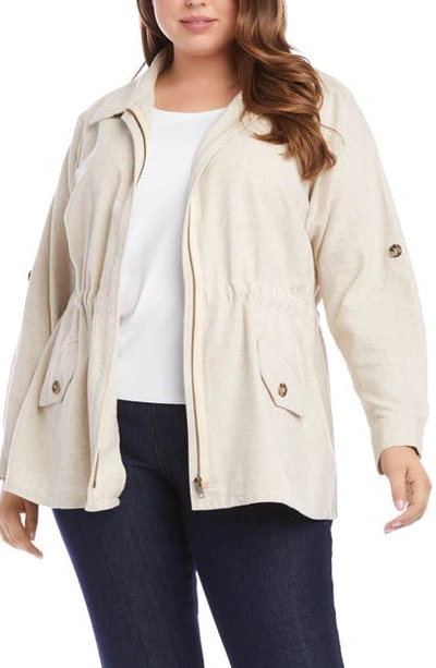 Shop Karen Kane Cotton Cargo Jacket In Nat