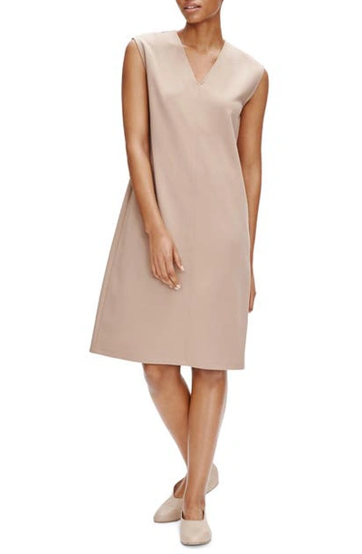 Shop Eileen Fisher V-neck Sleeveless A-line Dress In Bramble