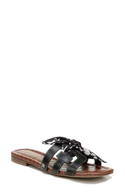 Shop Sam Edelman Bay Strappy Scarf Knot Slide Sandal In Black Leather